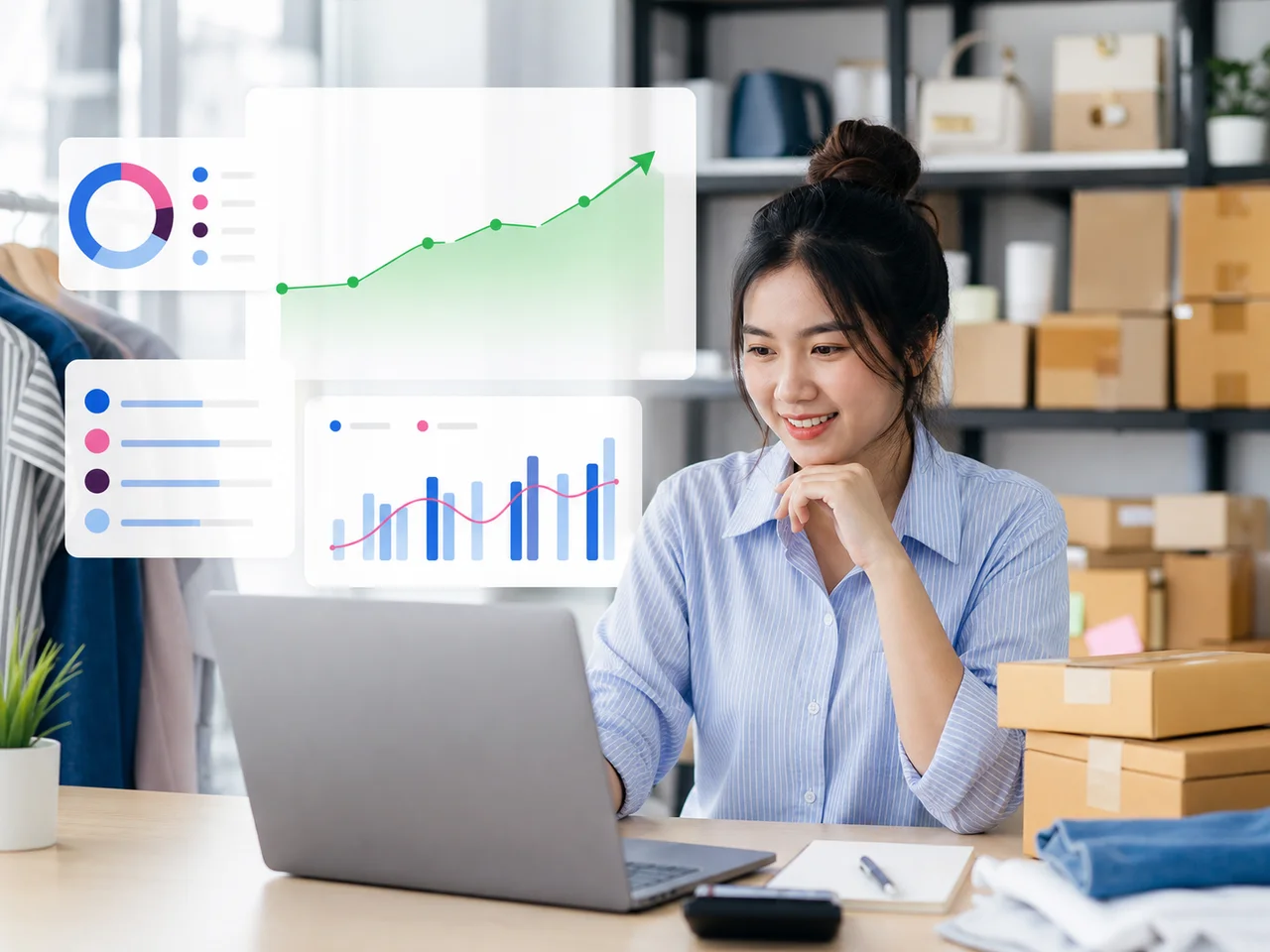 Chủ shop xem báo cáo lợi nhuận đa kênh